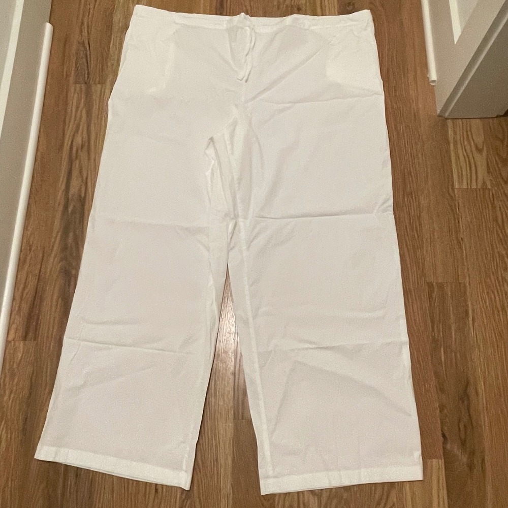 SKIMS Womens White Cotton Elastane Lounge Pants Cropped Capri XL